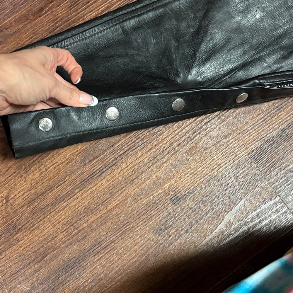 Shaf 90s Black Leather Chaps Medium - Picture 5 of 14